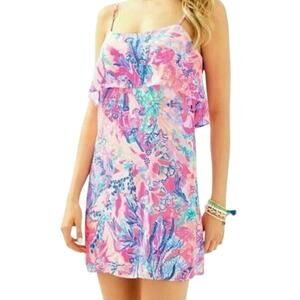 Lilly Pulitzer Lexi Mini Dress Light Paschia Pink Linen adjustable straps | EUC